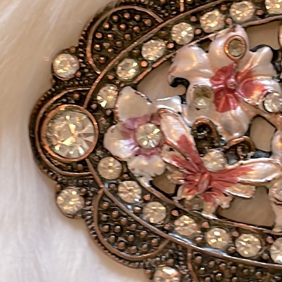 Vintage Brass & Enamel Belt Buckle - Picture 4 of 7